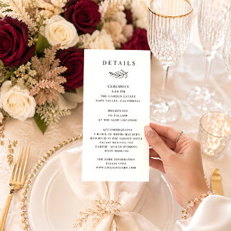 Cartão de Detalhes de Casamento Preto e Branco Min