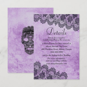 Cartão de Detalhes de Casamento Purple Gothic com 