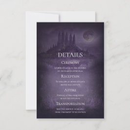 Cartão de Detalhes de Casamento Purple Silver Goth