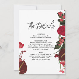 Cartão de Detalhes de Casamento Romântico Elegante