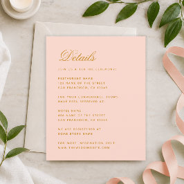 Cartão de Detalhes de Casamento Rosa com Orçamento