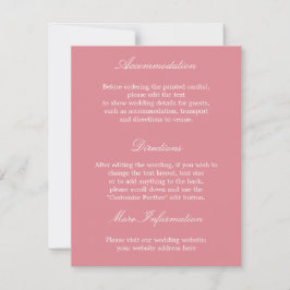 Cartão de Detalhes de Casamento Rosa Elegante