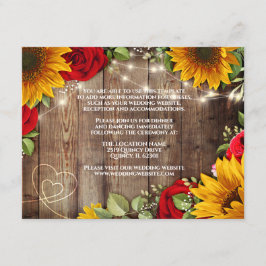 Cartão de Detalhes de Casamento Rústico de Girassó