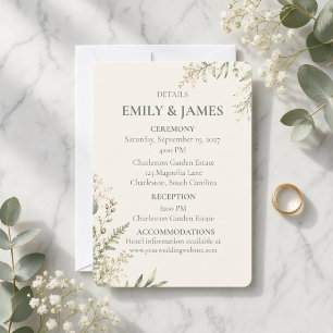 Cartão de Detalhes de Casamento Sage Green Eucalip