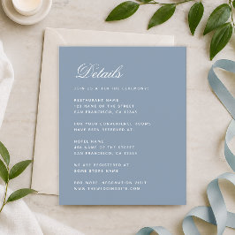 Cartão de Detalhes de Casamento Simples Azul Poeir