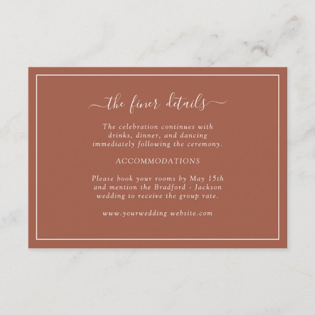Cartão de Detalhes de Casamento Terracotta (Frente)