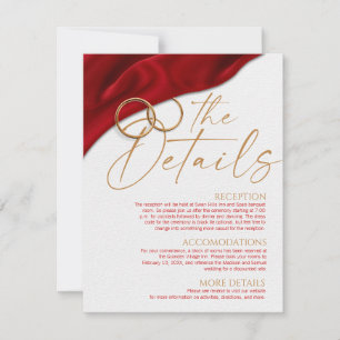 Cartão de Detalhes de Casamento Velvet Vermelho