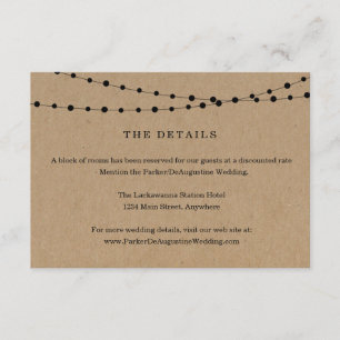 Cartão de detalhes de informações de luzes de cord