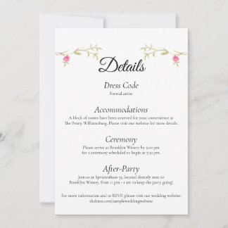 Cartão de Detalhes de Local de Casamento Minimalis