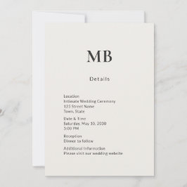 Cartão de Detalhes de Micro Casamento Minimal Mode