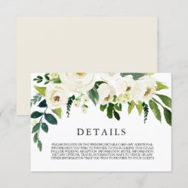 Cartão de Detalhes de Noiva Floral Branco Creme