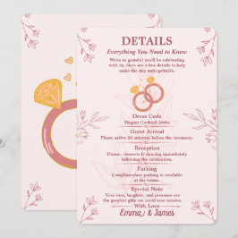 Cartão de Detalhes de Noivado Floral Blush Editáve