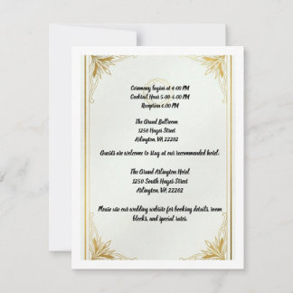 Cartão de Detalhes do Casamento Acrílico Dourado M