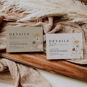 Cartão de Detalhes do Casamento Boho Wildflower