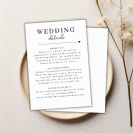 Cartão de Detalhes do Casamento Branco Negro Minim