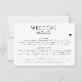 Cartão de Detalhes do Casamento Branco Negro Minim