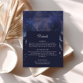 Cartão de Detalhes do Casamento Celestial da Flore