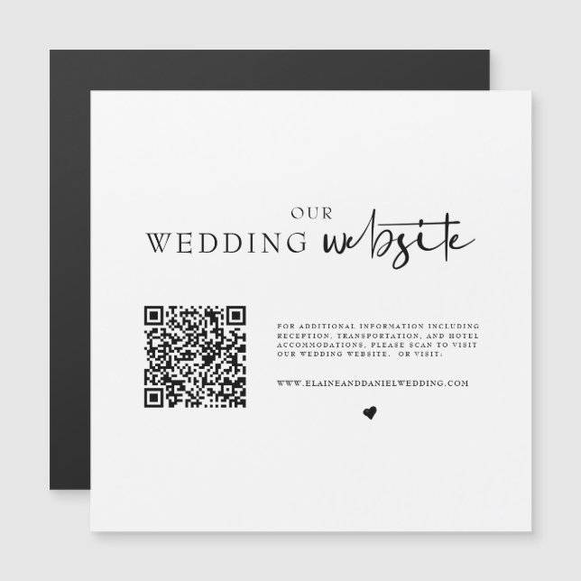 Cartão de Detalhes do Casamento com Código QR Magn (Frente/Verso)