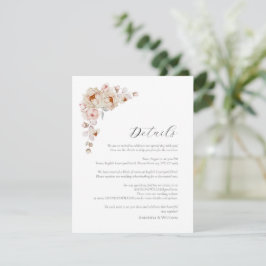 Cartão de Detalhes do Casamento com Peônias e Rosa