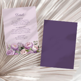 Cartão de Detalhes do Casamento com Peônias Lilás 