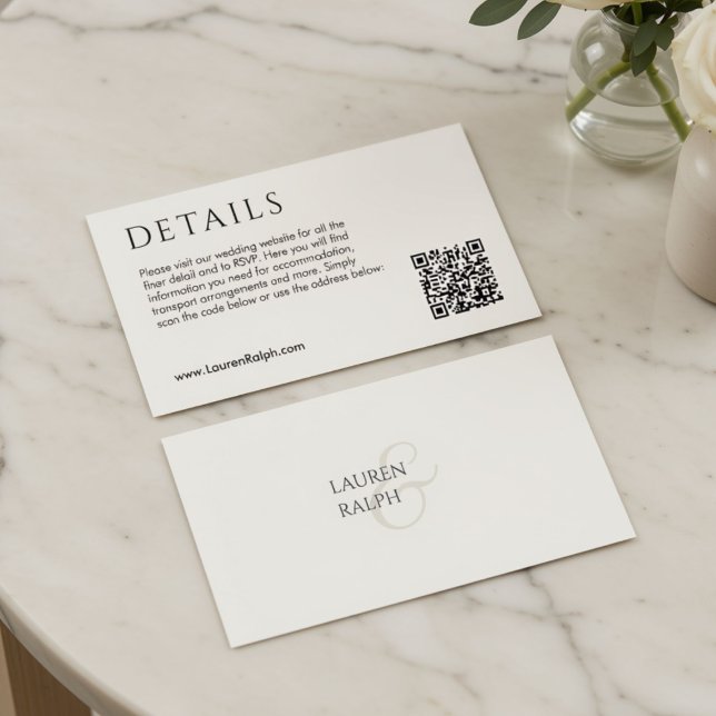 Cartão de Detalhes do Casamento com QR Code (Criador carregado)