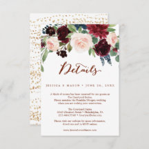 Cartão de Detalhes do Casamento de Abóbora de Qued