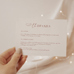 Cartão de Detalhes do Casamento de Boho Terracotta