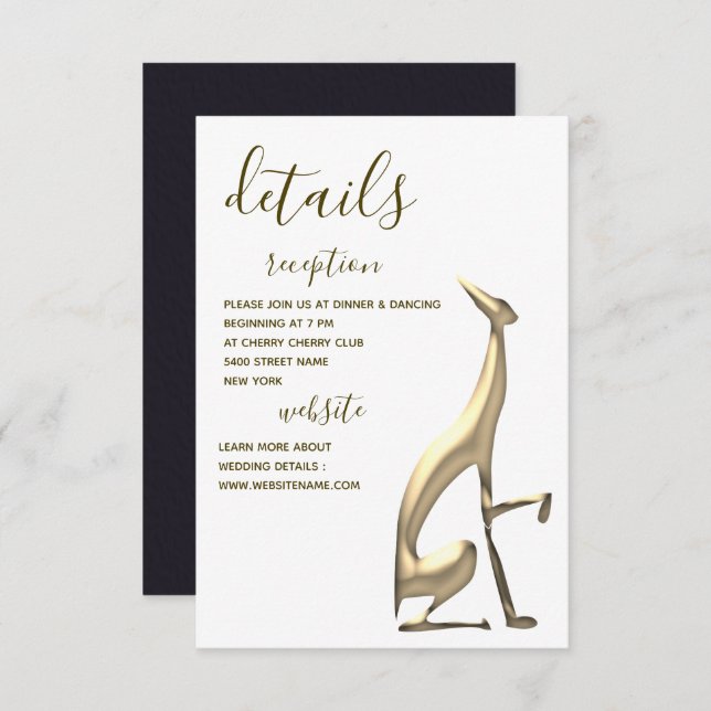 Cartão de Detalhes do Casamento de Cachorro Dourad (Frente/Verso)