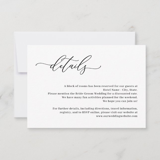 Cartão de Detalhes do Casamento de Color EDITÁVEL  (Frente)