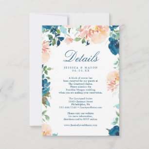 Cartão de Detalhes do Casamento de Cores d'Água co