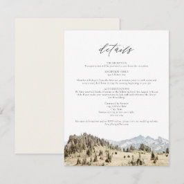 Cartão de Detalhes do Casamento de Montanha MOUNT 