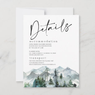 Cartão de Detalhes do Casamento de Montanhas Moder