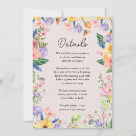 Cartão de Detalhes do Casamento de Primavera com F