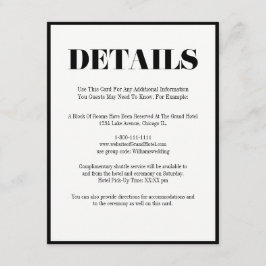 Cartão de Detalhes do Casamento do Sr. e Sra. Mode