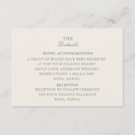 Cartão de Detalhes do Casamento Ecru