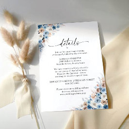 Cartão de Detalhes do Casamento Floral Blue Boho