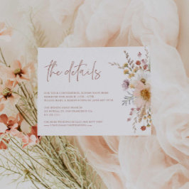 Cartão de Detalhes do Casamento Floral Boho