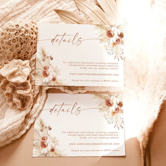 Cartão de Detalhes do Casamento Floral Boho | Síti (Criador carregado)