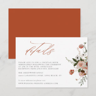 Cartão de Detalhes do Casamento Floral de Outono 