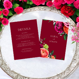 Cartão de detalhes do casamento floral moderno bur