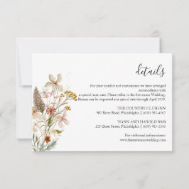 Cartão de Detalhes do Casamento floral selvagem