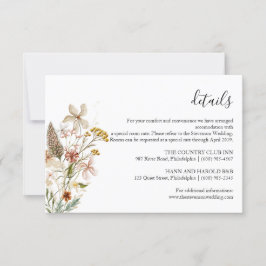 Cartão de Detalhes do Casamento floral selvagem
