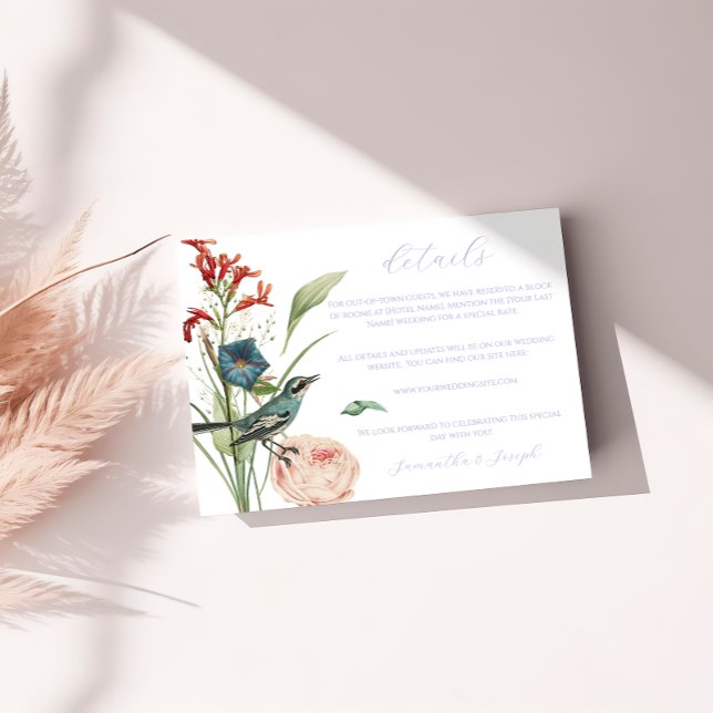 Cartão de Detalhes do Casamento Floral Verde Sage (Criador carregado)