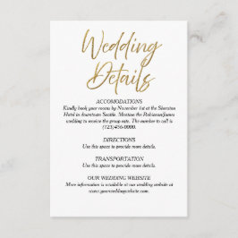 Cartão de Detalhes do Casamento Minimalista Branco