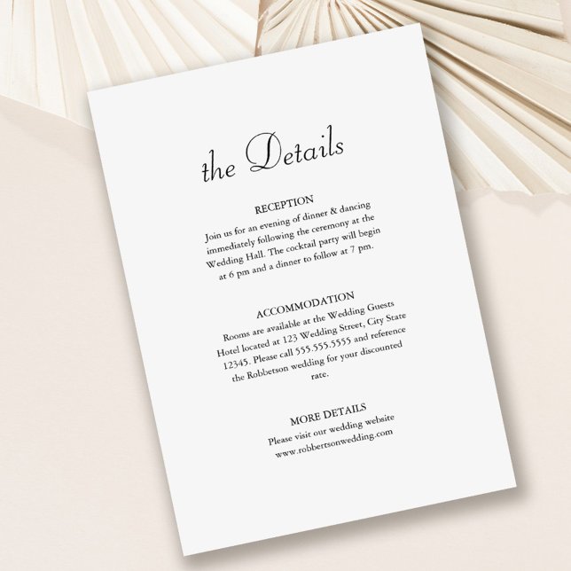 Cartão de Detalhes do Casamento Minimalista Elegan (Elegant Minimalist Wedding Details Card on dusty rose background.)