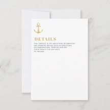 cartão de detalhes do casamento náutico moderno