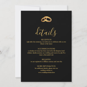 Cartão de Detalhes do Casamento Ouro Preto