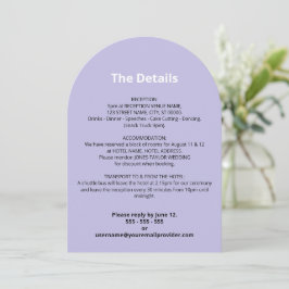 Cartão de Detalhes do Casamento Púrpura Claro
