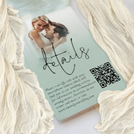 Cartão de Detalhes do Casamento QR Sage do Script