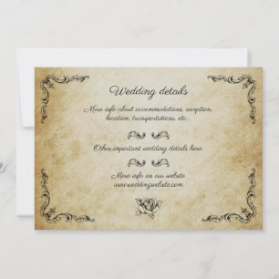 Cartão de detalhes do casamento romântico da Vin